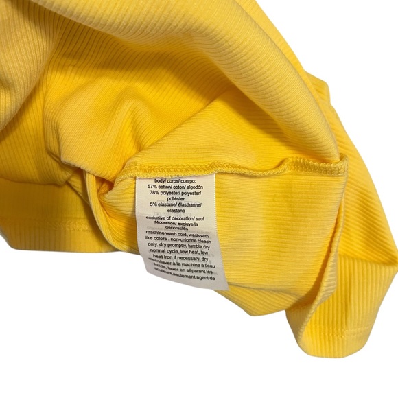 Tommy Jeans Yellow Ribbed Button Front Dress Logo Straps Large NWT - Picture 7 of 7
